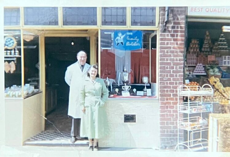 Frosts the Butchers on Northumberland Avenue was run by Tom and Kath. Picture courtesy of Whitley Community Museum