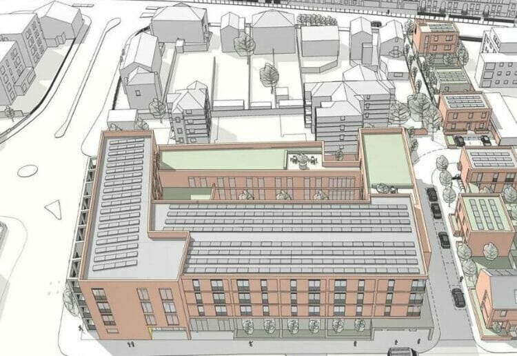 The plans for the new Central Swimming Pool development of 62 flats, sheltered accommodation and a day care centre for the elderly