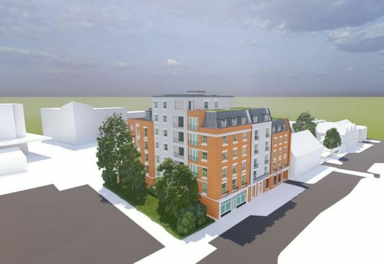 A 3D visual of the plan to replace The Curzon Club with 35 apartments in Oxford Road, West Reading. Credit: The Keen Partnership