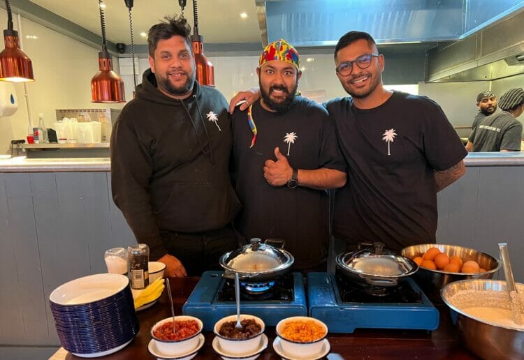From left: Dhanuksha Wickramaratne, Sahmil Fernando and Rashinthe Rodrigo brought their winning menu to Reading's Coconut Tree on Thursday evening. Picture: Ji-Min Lee