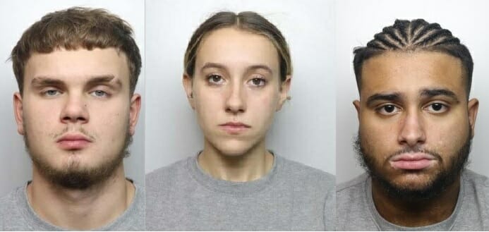 Damian Wozniak, aged 19, Madison Henderson, aged 20, and Hamzah Ahmed, aged 19, were all sentenced at a hearing on Monday, November 28.