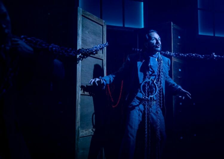 Rick Romero as the ghost of George Palmer. Picture: Harry Elletson, courtesy of Reading Repertory Theatre