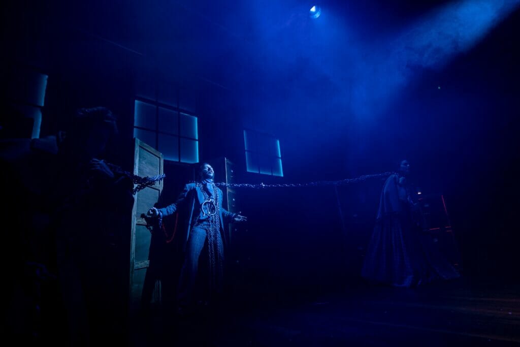 Rick Romero as the ghost of George Palmer. Picture: Harry Elletson, courtesy of Reading Repertory Theatre
