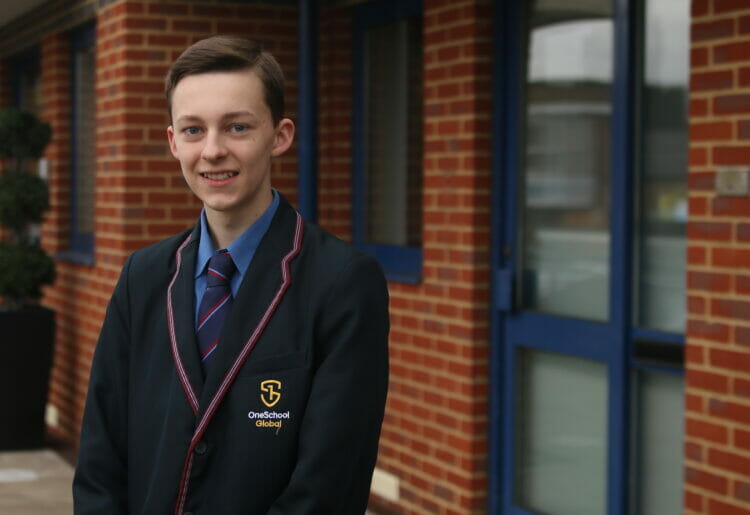 Sam Woolgar, a Year 13 pupil at the Reading campus of OneSchool Global, was joined by fellow pupils from the school's worldwide network of schools for the Great Debate. Picture: Courtesy of OneSchool Global