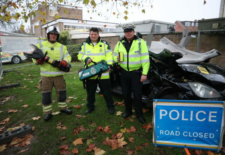 Operation Holly was launched at Wokingham Road fire station in Earley - all three emergency services have teamed up with one message this festive season - don't drink and drive Picture: Royal Berkshire Fire and Rescue Service