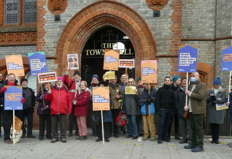 Campaigners outside the Town Hall at the launch event for Reading for Warm Homes on Saturday, December 3. Picture: Courtesy of Reading Friends of the Earth