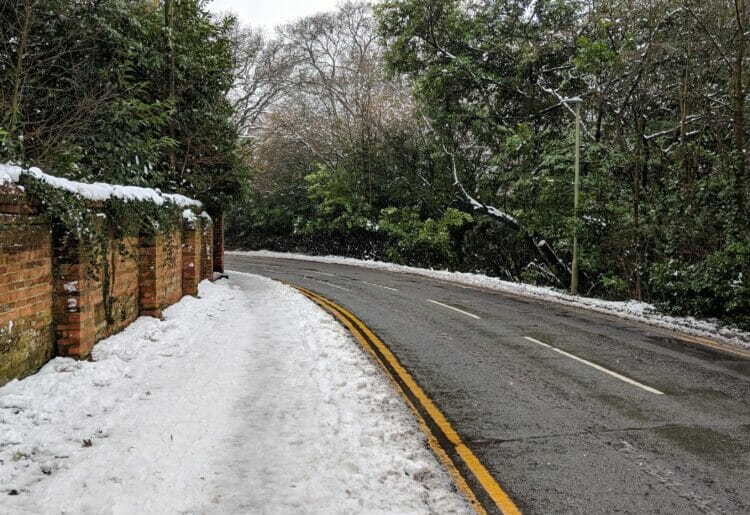 Snow is falling across parts of the South East and Highways England is encouraging people to only travel if absolutely necessary. Our photo was taken in 2019. Picture: Phil Creighton