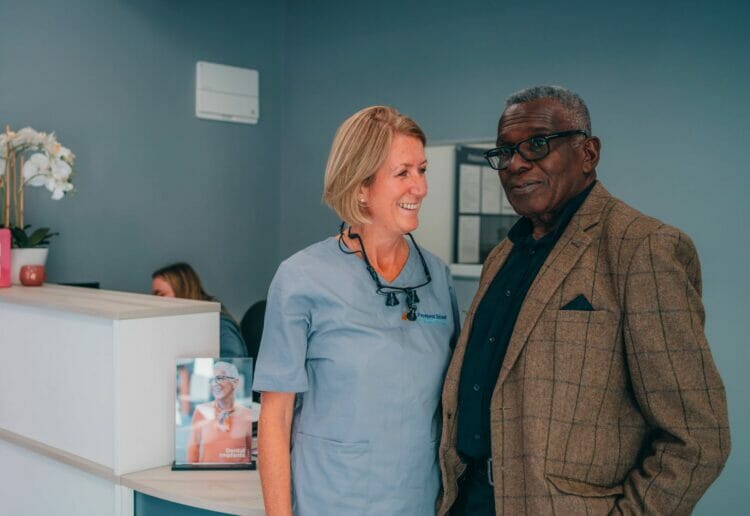 Principal dentist at Prospect Street Dr Eileen Buckley with Rudolf Walker. Picture: Courtesy of Prospect Street Advanced Dentistry