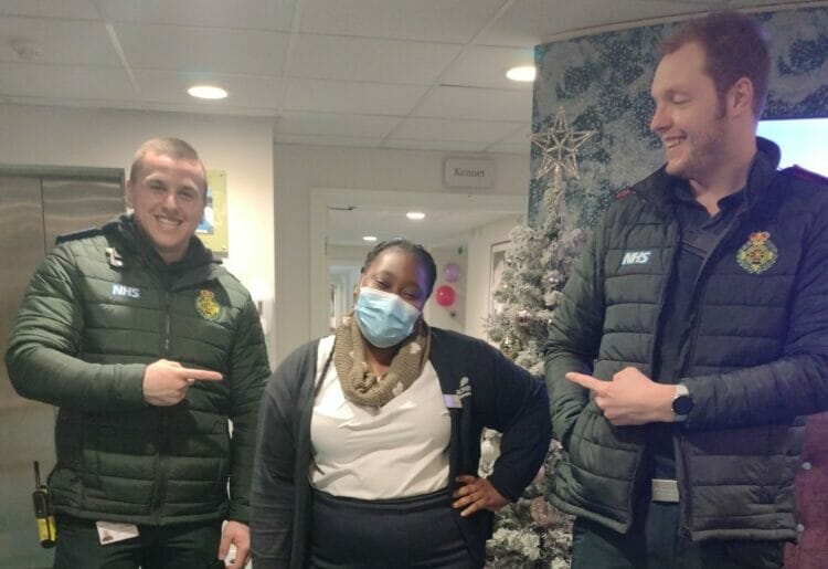 Paramedics being welcomed at Austen House care home in Lower Earley