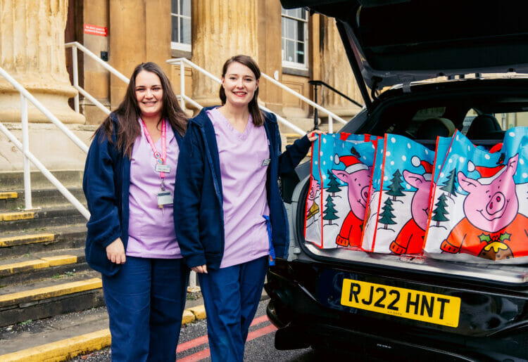 Staff at Royal Berkshire Hospital will distribute the donations among young oncology patients during Christmas. Picture: Courtesy of Aston Martin and the H.R. Owen Group