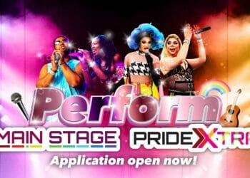 Image reads: Perform -- Main Stage, PrideX Stage -- Applications open now! Reading Pride