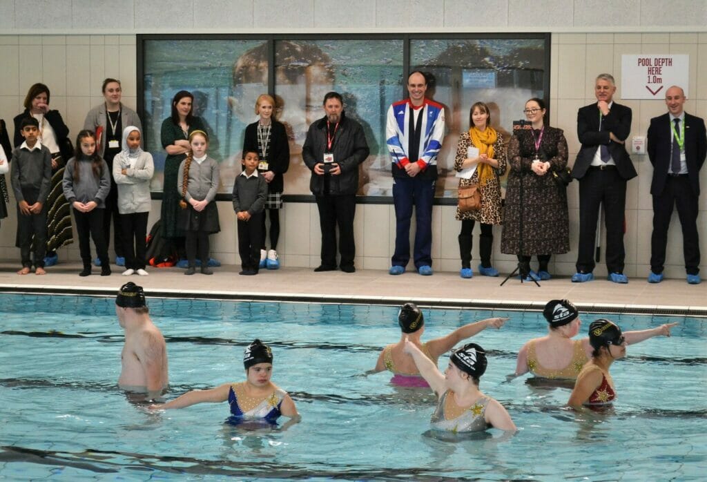The Cygnets swimming club performs its first ever team demonstration of synchronised swimming. Picture: Chris Forsey, courtesy of Reading Borough Council
