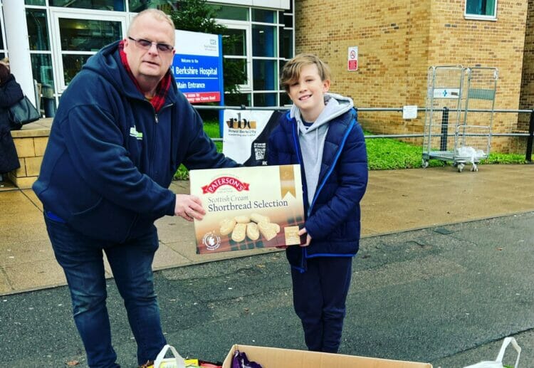 Dexter, 10, was on-hand to provide goodies to Royal Berkshire Hospital patients in the build-up to Christmas. Picture: Samantha Rosier