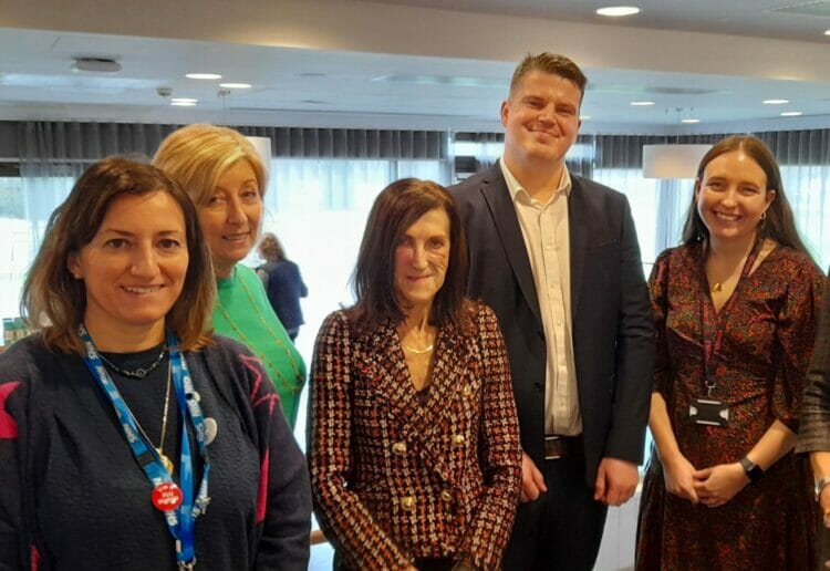 Emanuela Cuccureddu, commissioning manager of Mental Health All Ages at BOB ICB; Gail Thomas, Children and Young People Mental Health Project Manager at BOB ICB; Sue Matthews, Assistant Headteacher and Senior Mental Health Lead at Blessed Hugh Faringdon; Dr Alec de Sausmarez, Senior Educational Psychologist in the Mental Health Support Team;  Hannah Gray, Department for Education Regional Delivery Lead (MHST), and Lesley French, Head of Clinical Help in Schools at Anna Freud Centre. Picture: Courtesy of Brighter Futures for Children