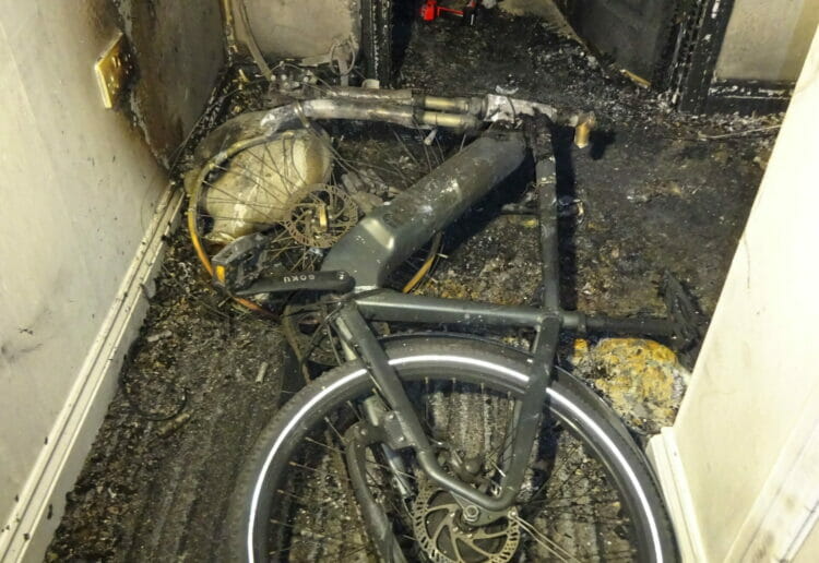 Damage caused by an exploding e-scooter battery Picture: Royal Berkshire Fire and Rescue Service