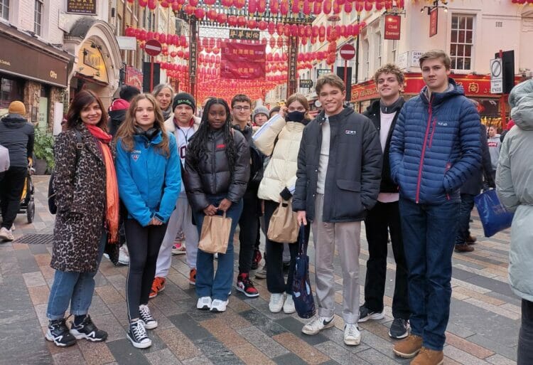 Leighton Park students visited London's Chinatown on Sunday to celebrate Chinese New Year. Picture: Leighton Park School