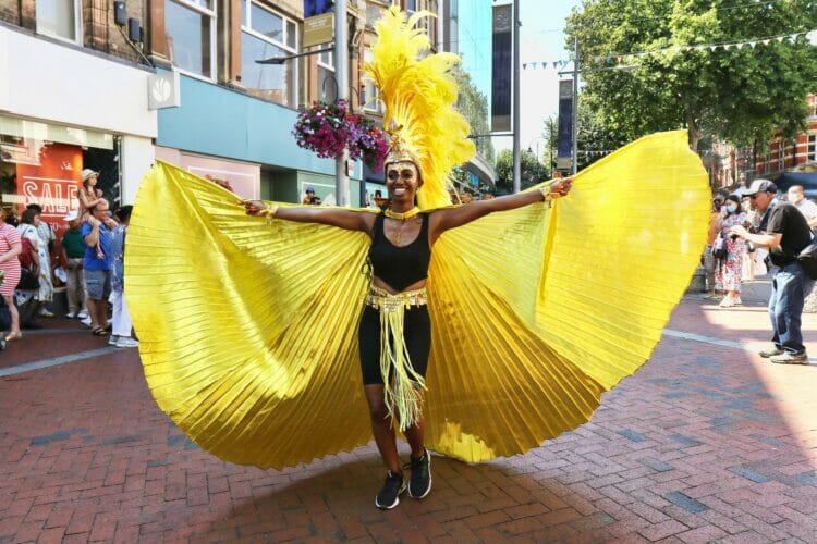 Reading Today 13th August 2022; Cultremix Arts presents Carnival of the World in Broad Street, Reading;