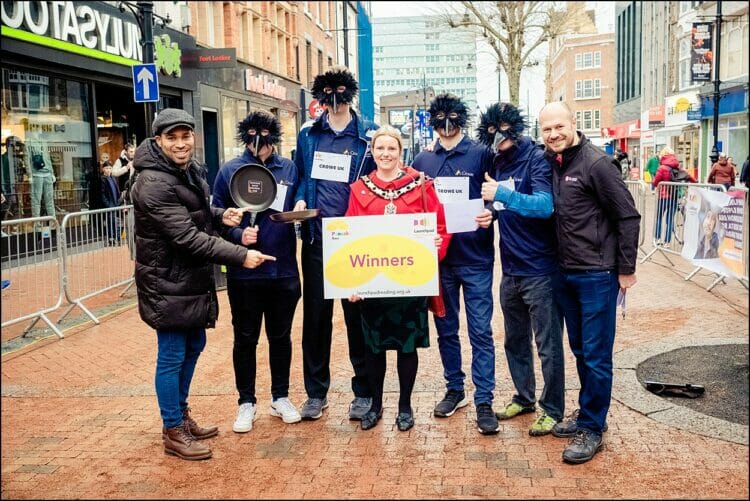 Winners Crowe UK accountants with Danyl Johnson, left, Mayor of Reading Cllr Rachel Eden, centre, and Gavin Harris. Picture: Simon Kemp, courtesy of Launchpad Reading