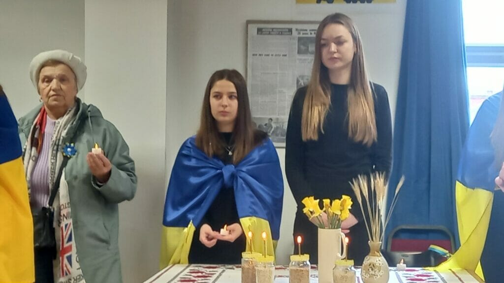 Reading Ukrainian Community Centre observes a minute's silence on the first anniversary of the full-scale invasion of Ukraine by Russia. Picture: Jake Clothier