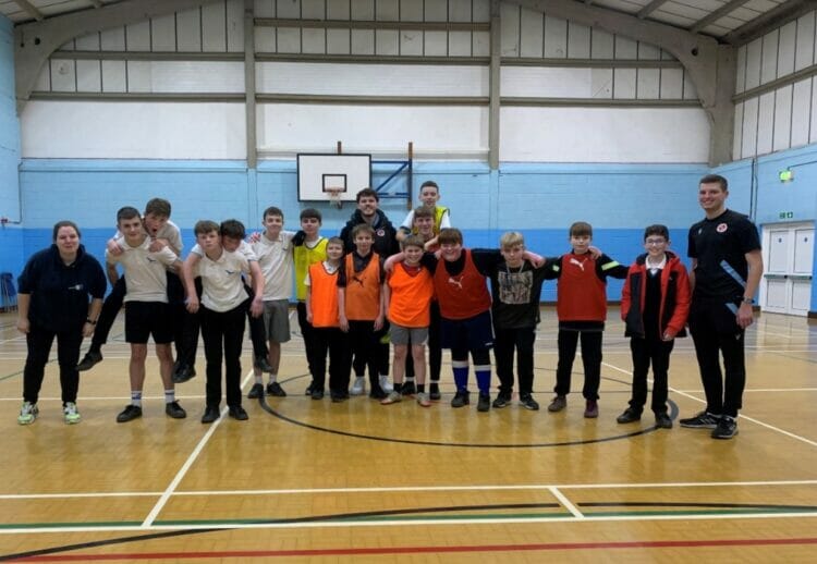 Team members and attendees at Berkshire Youth's Kicks session were joined by Tom Holmes. Picture: Courtesy of Berkshire Youth