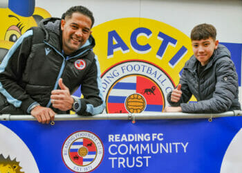 RFC Community Social Inclusion Manager, Richard Witt with Harry before Reading's game on Saturday.