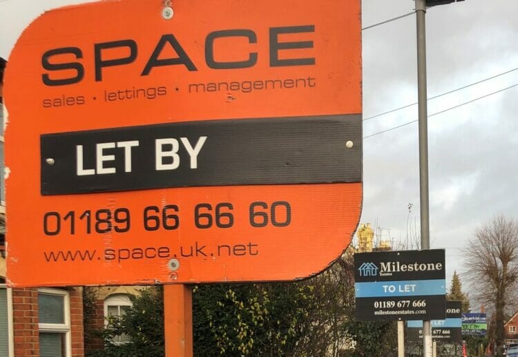 Several estate agent signs in one of the streets in Redlands, East Reading. Picture: Cllr Will Cross