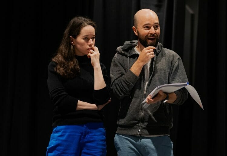 Anna Popplewell and Mark Desebrock in rehearsals for Hedda Gabler, which opens at Reading Rep next week Picture: Harry Elletson