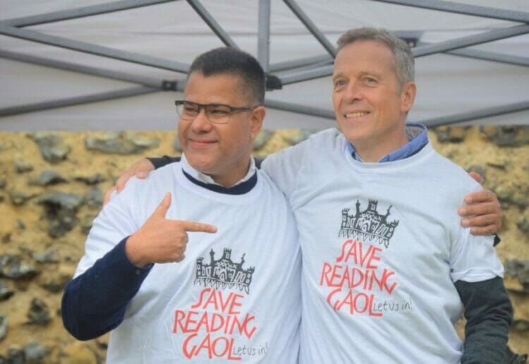 Reading West MP Alok Sharma and Reading East MP Matt Rodda at a 2019 protest from Reading residents aimed at seeing Reading Gaol saved for the town Picture: Phil Creighton