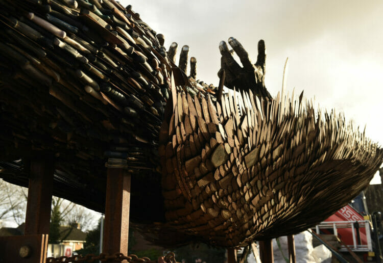 The Knife Angel that went on show in Slough in January Picture: Thames Valley Police