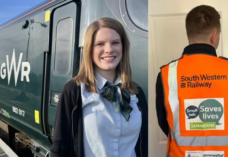 Both Great Western Railway and South Western Railway have joined Samaritans' Small Talk Saves Lives campaign to encourage passenger and staff wellbeing. Pictures: Courtesy of South Western Railway and Great Western Railway