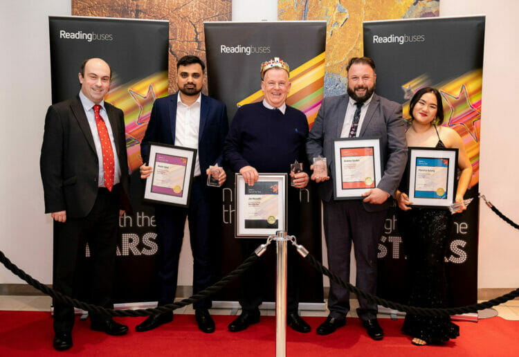 Robert Williams with stars of the month Awais Iqbal, Jim Meredith, Andy Gordon and Manisha Gurung