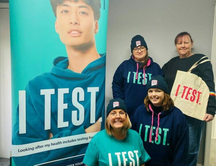 Picture shows members of TVPS wearing campaign clothing, which reads: "I Test". The charity is offering free community testing sessions in Reading and Wokingham, as well as across West Berkshire