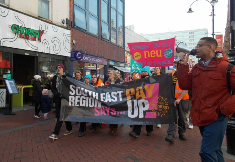 Teachers in Reading joined thousands across the country in a day of industrial action on Thursday, March 2. Picture: Jake Clothier