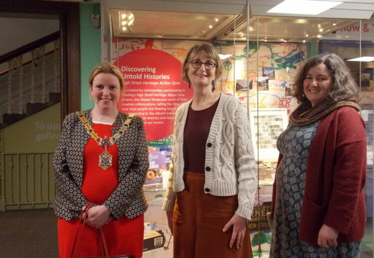 Mayor of Reading Cllr Rachel Eden, Baker Street Productions' executive producer Caroline Bishop, and Cllr Adele Barnett-Ward. Picture: Jake Clothier
