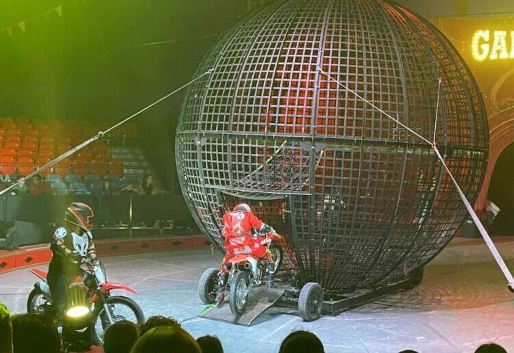 Stunt motorcylcists similar to this wall of death pictured at another circus, will be coming to Reading in April Picture: Phil Creighton