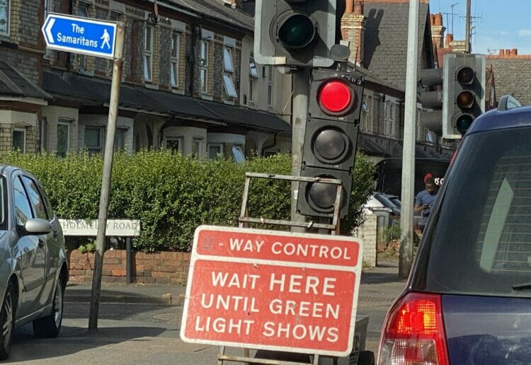 The temporary lights at the junction of London Road with Cholmely Road will take up to five months to fix Picture: Phil Creighton