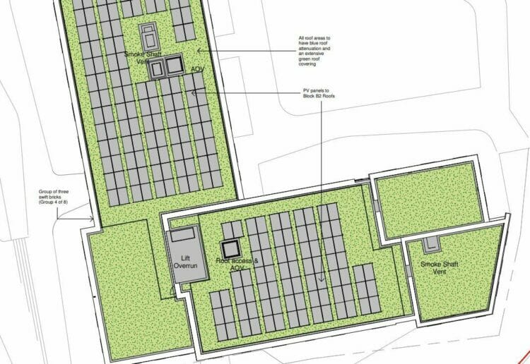 Fouundry Quarter's roof will be both blue and green roof with solar panels Picture: aww inspired environments