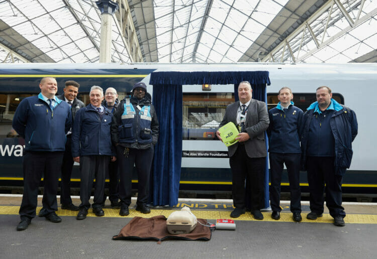 SWR launching the The Alex Wardle Foundation train at London Waterloo, and sharing news that defibrillators are being installed at four local railway stations