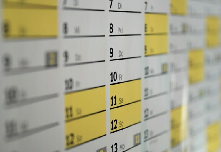 A calendar of events taking place Picture: Pixabay