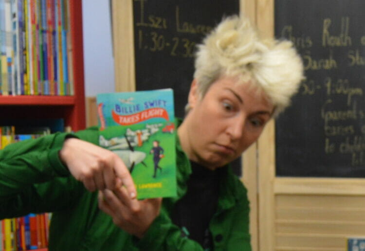 Chidlren at Fourbears Books in Caversham with Iszi Lawrence and AF Harrold Picture: Phil Creighton