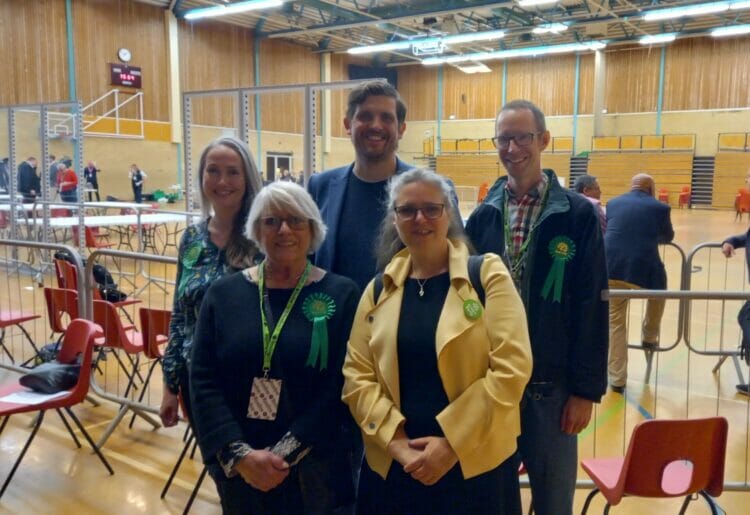 From left to right: Green Party councillors Kathrynn McCann, Brenda McGonigle, David McElroy, Louise Keane, and Rob White. Picture: Jake Clothier