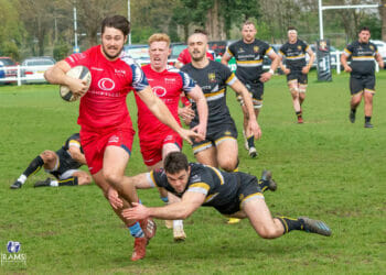 Axel Kalling-Smith on his way to scoring Rams' first try