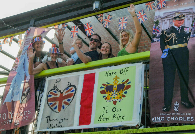 Partygoers celebrated the King's Coronation at The Flowing Spring pub. Picture: Steve Smyth