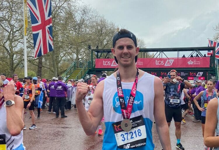 Reading and West London manager Jerry Knight taking part in the London Marathon. Picture: Courtesy of ITS