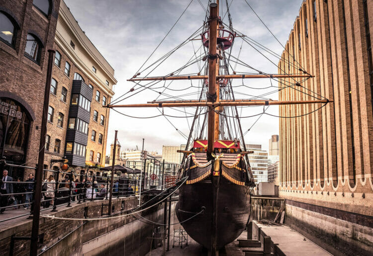 The Golden Hinde Museum, a replica of Sir Francis Drake's famous sailing ship moored in central London, is offering schools the chance of an educational visit with a competition event celebrating its 50th year. Picture: Courtesy of The Golden Hinde Museum