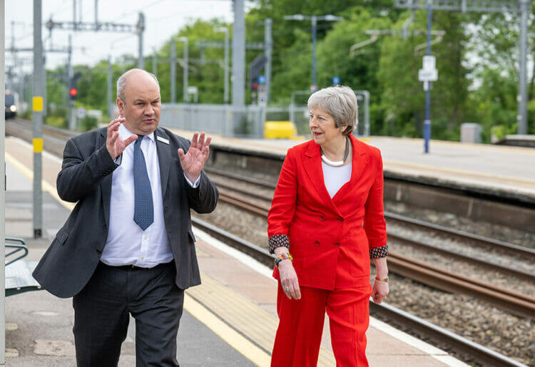 Theresa May with Mark Hopwood MD of GWR at Maidenhead Station Picture: GWR