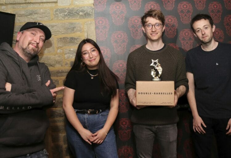 Judges, including a representative from Double Barrelled Brewery, left, with the winner, Adam Hopkins, second from right. Picture: Goodman Gareth Photography, by kind courtesy of Mates Rates Comedy
