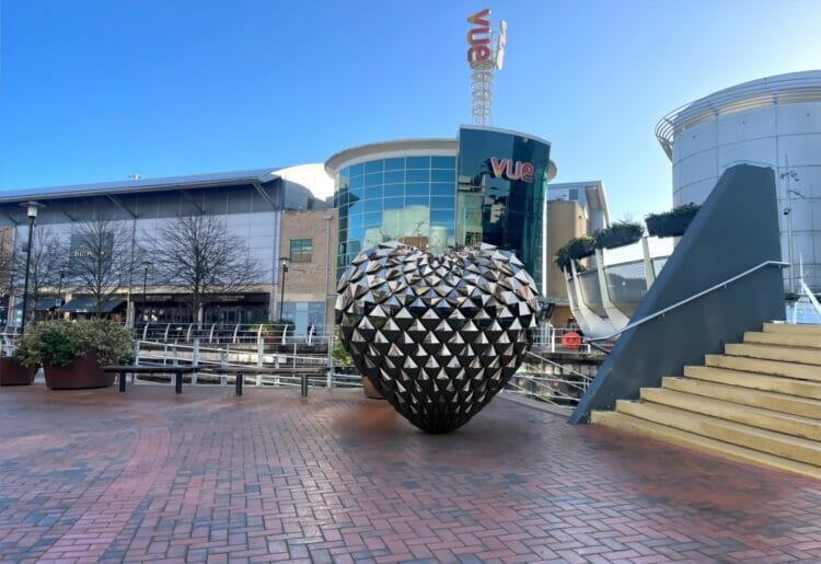 A CGI of what the Armoured Heart statue will look like when it is unveiled at The Oracle Picture: Reading Borough Council