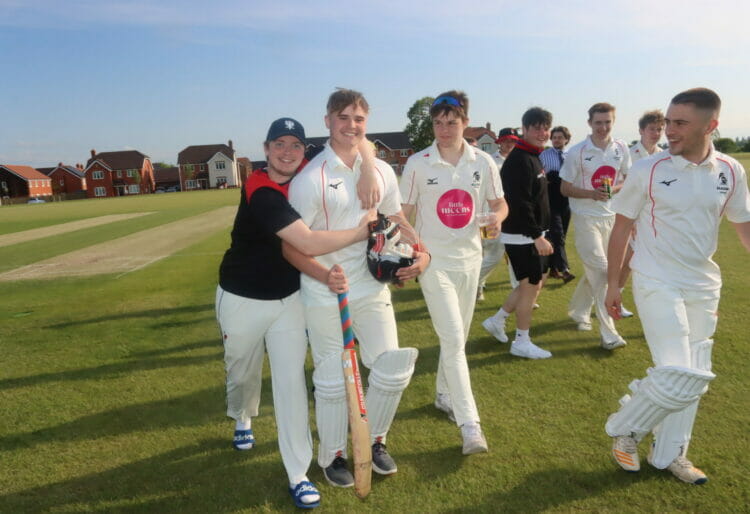 The teams come off after a fantastic contest. Picture: Shinfield Cricket Club