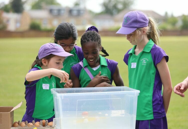 Students from Maltman's Green testing their raft. Picture: Leighton Park